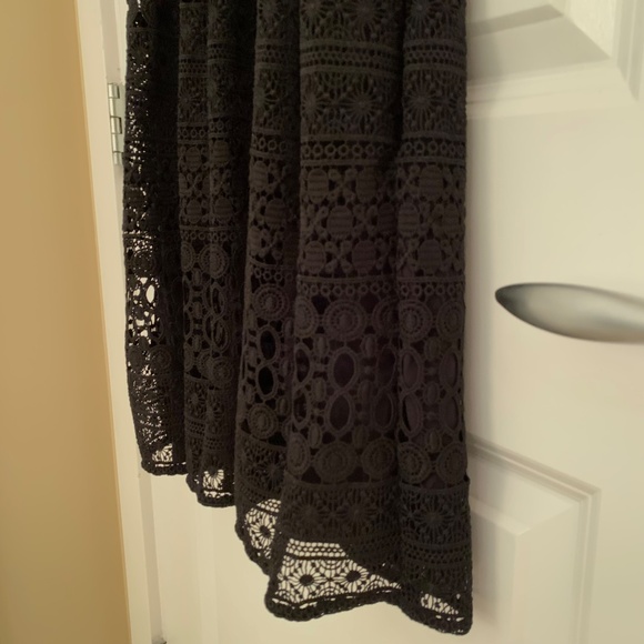 Abercrombie & Fitch Lace Crochet V-Neck Skater Dress Black Size 2 - Picture 8 of 16